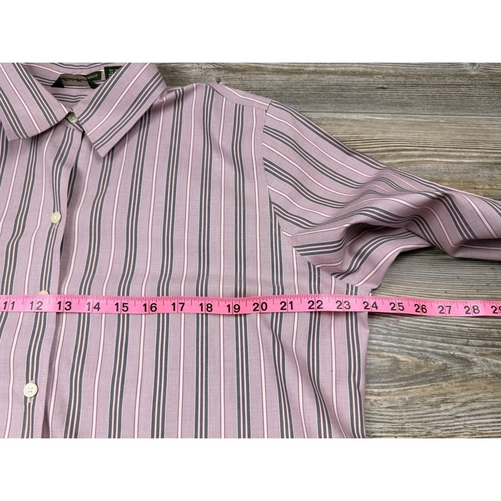 Eddie Bauer Wrinkle Resistant Button Down Dress Shirt Pink Stripe XL Office - Picture 5 of 9